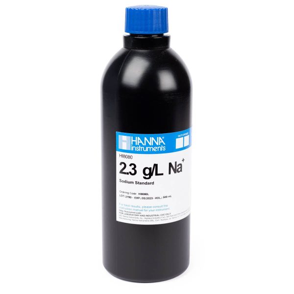 Solución estándar a 2.3 g/L Na+, frasco de 500 mL FDA HANNA HI8080L